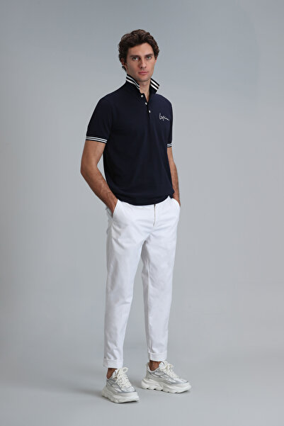 Lufian Tom Smart Ανδρικό παντελόνι Chino Slim Fit Λευκό