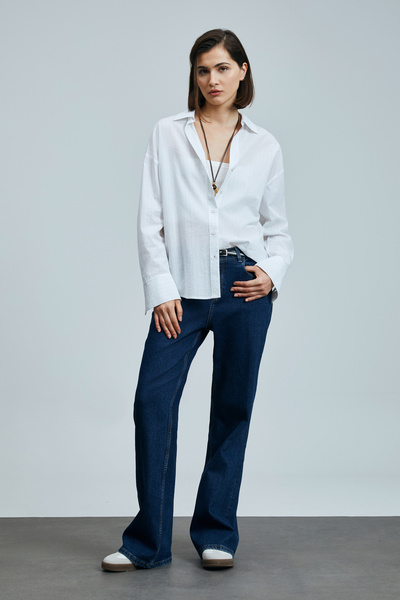 Lufian Zeus Kadın Pamuklu Gömlek Beyaz