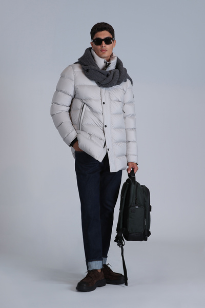 Lufian Men's Coat - Rıld Goose Down, Stone Detailed
