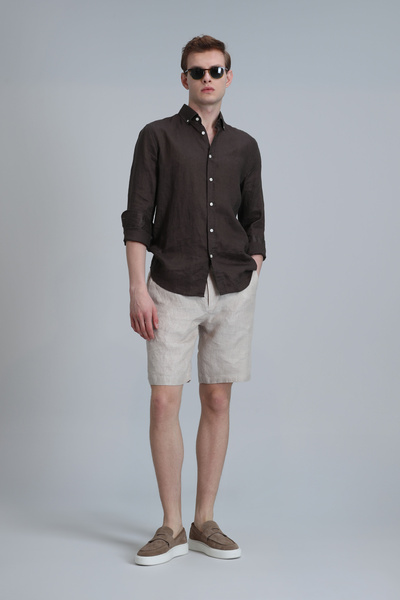 Lufian Peler Spor Erkek Chino Şort Slim Fit Bej