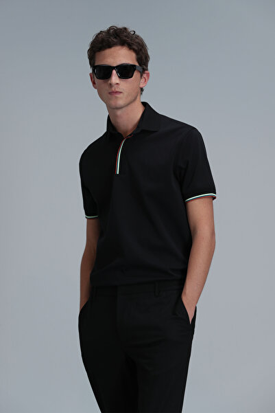 Lufian Men's Polo T-shirt - Black, Warm Smart
