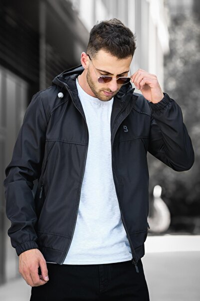 Oksit Bailey Suya Dayanaklı Slim Fit Erkek Kapüşonlu Mevsimlik Mont Yağmurluk