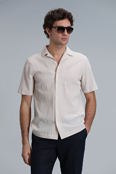 Lufian Men's Basic Beige Shirt - Femer Regular Fit