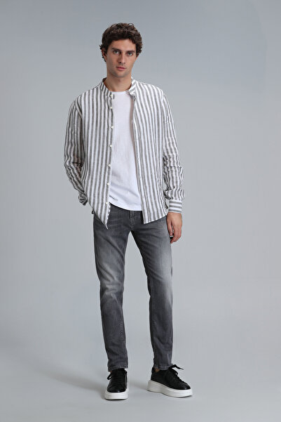 Lufian Frank Smart Jean - بنطال رجالي ذو قصة عادية باللون الرمادي الداكن