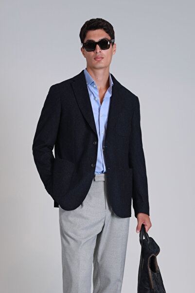 Lufian Dor Spor Men's Blazer Jacket Slim Fit Navy Blue