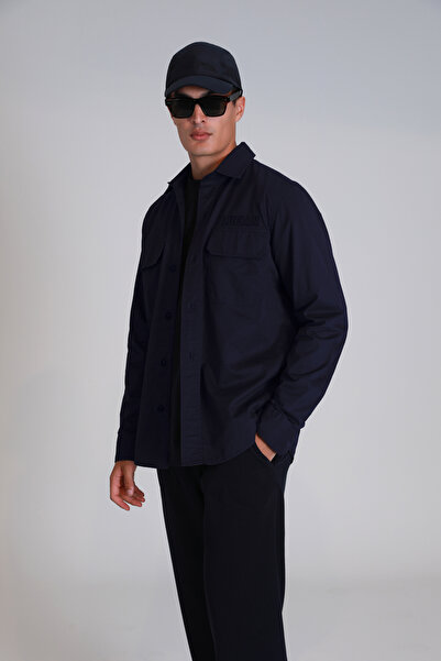 Lufian Lara Erkek Basic Gömlek Slim Fit Lacivert