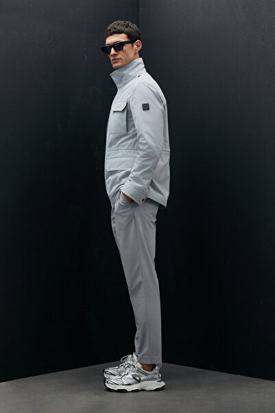 Lufian Pantaloni chino pentru bărbați Alex Smart Slim Fit Stone