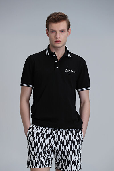 Lufian Tricou polo pentru bărbați Montana Smart, negru