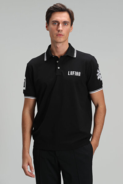 Lufian Black Dandy Sports Polo Men's T-Shirt