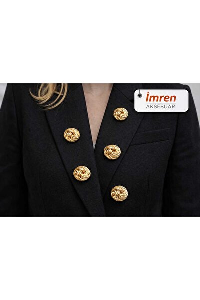 İMREN AKSESUAR زر معدني ذهبي بعرض 2.5 سم - عبوة واحدة مكونة من 6 قطع