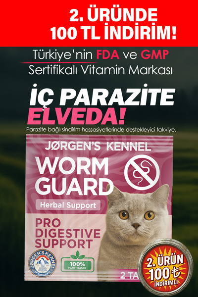 Jorgens Kennel Kedi için %100 İç Bitkisel Parazit Tableti ve Hapı 2 Tablet| B...