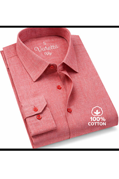 Varetta Muška ružičasta košulja dugih rukava Lan efekata Sa džepovima Pamuk p...