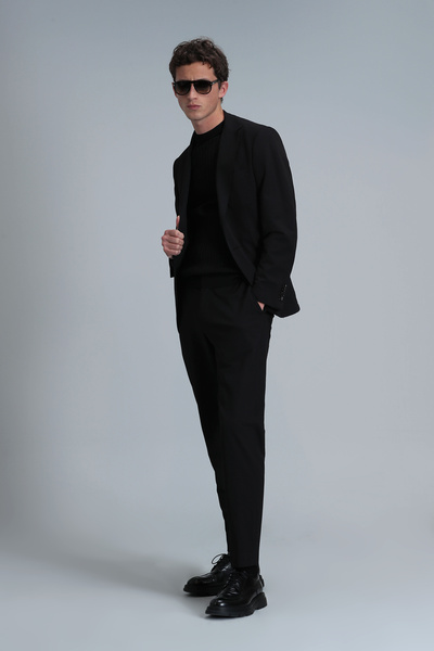 Lufian Pantaloni chino pentru bărbați Hunter Smart Slim Fit, negri