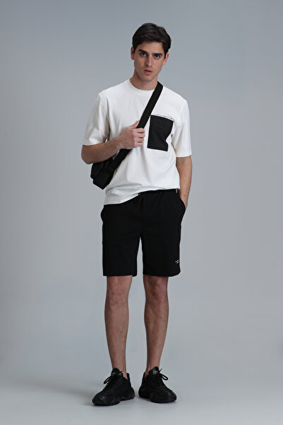 Lufian Сини мъжки шорти от анцуг, черни