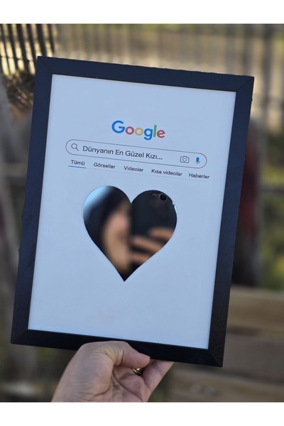 BİRBEYSTORE Dünyanın En Güzel Kızı Sevgiliye Hediye Aynalı Ahşap Standlı Sevg...