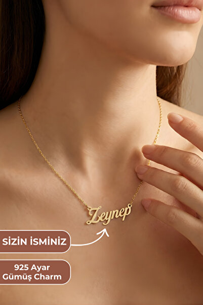 ZOLESSA Kadın Kişiye Özel İsim Kolye Altın Rengi 925 Ayar Gümüş Charmlı Zarif...