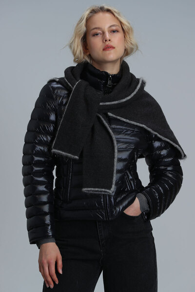 Lufian Mary Kaz Tüyü Kadın Mont Siyah