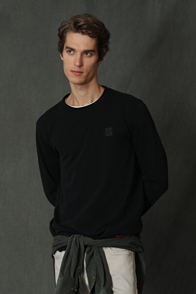 Lufian Ανδρικό μακρυμάνικο μπλουζάκι Blend μαύρο