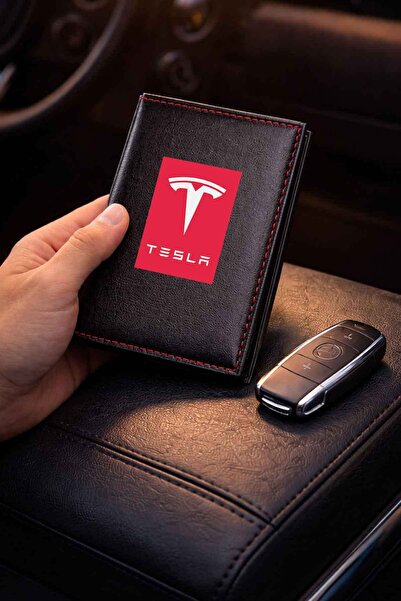 HEDİYEDİYE حافظة ترخيص جلدية حرارية بشعار تسلا - حاوية