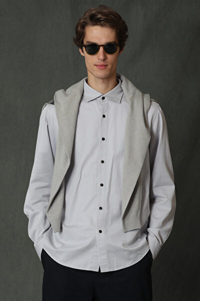 Lufian Cămașă de bază pentru bărbați Quel Regular Fit, gri