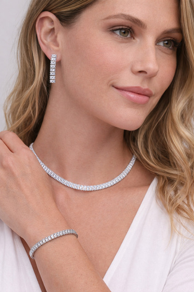 Liva Group Atelier Zirkon Taşlı Su Yolu Kolye, Bileklik ve Küpeden oluşan 3 l...