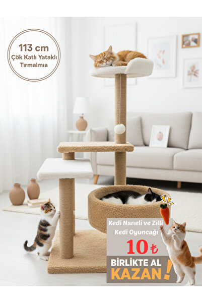 Komano Pontika Kedi Tırmalama ve Dinlenme Ağacı | Çok Katlı Kedi Oyun Alanı |...