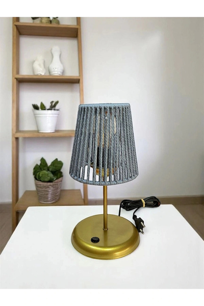 CONANA Lyris - عاكس الضوء مكرامية، مصباح طاولة صغير (رأس أزرق فاتح، ساق ذهبية)