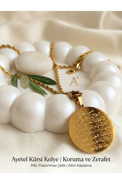 PileaD AYETEL KÜRSİ Gold Zincir 316L GARANTİLİ Çelik Kolye