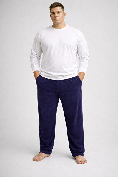 Pemilo Pantaloni pentru bărbați, mărime mare, cu buzunare, din fleece, cu un ...