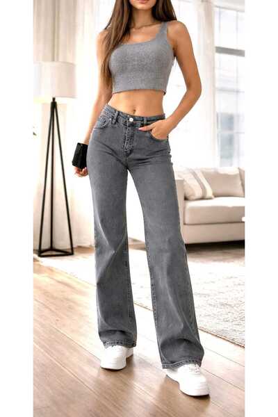 LİMABEL Dess's Allstar Ikon Gold Likralı Füme Salaş Kot Süper Yüksek Pantolon...