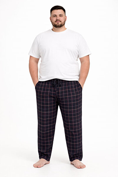 Pemilo بنطلون رجالي منقوش بمقاس كبير مصنوع من القطن بنسبة 100% مع جيوب وجزء س...