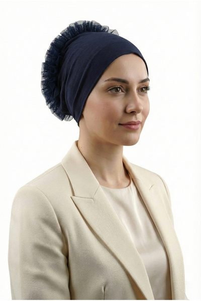 Jusmart Albastru marin ◇   Bonetă din bumbac cu volane ◇   Boneta anti-alunec...