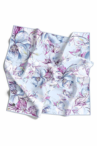 VİOLLA Rayon Güllerin İçinden Desenli Bebe Mavisi Renkli 90x90 Eşarp (İpek İç...
