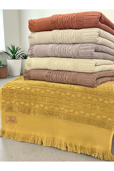 AYHANHOME Avangart Fringed 6 Pieces 50X90 Hand and Face Towel Set