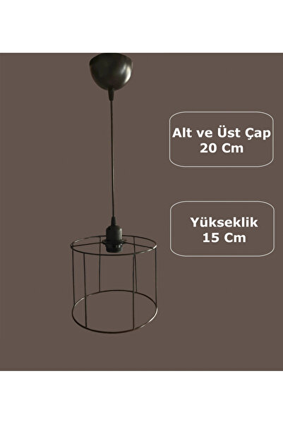 CONANA Silindir Avize Teli , İskeleti (Küçük Kısa 20x15 Cm) Siyah Statik Boya...