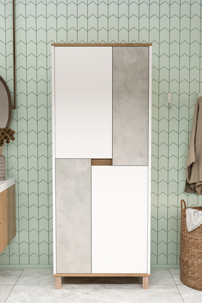 Yurudesign Nord Çok Amaçlı Dolap Mutfak Kiler Erzak Banyo Dolabı 175cm Sepet-...