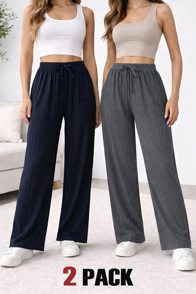 Rosa Lui 2'li Kadın Fitilli Raporlu Pantolon & Eşofman, Gündelik Ev Giyim Pijama