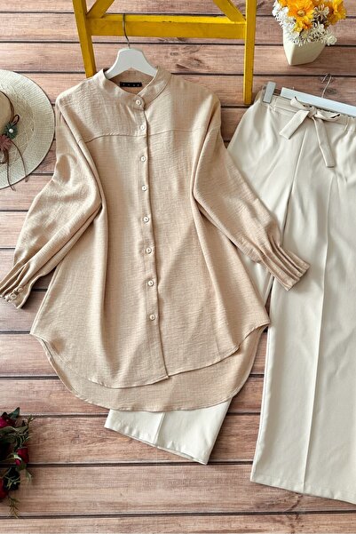 HİJABAYA Сорочка з овальним вирізом та драпірованими манжетами