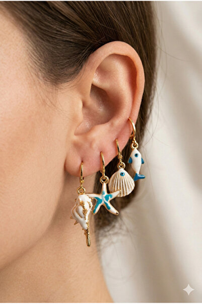 PETEK AKSESUAR Sea Shell 4 Adet Küpe Set