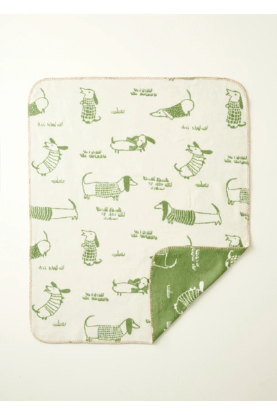 Bella Maison Sausage Dog Pamuklu Bebek Battaniyesi Yeşil (100x120 cm)