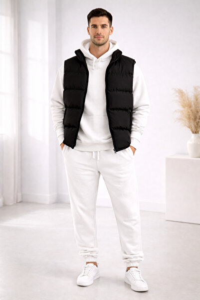 WENMİNG Men's 3-Thread K Hooded Tracksuit Set Y Vest Set 3-Piece Combination
