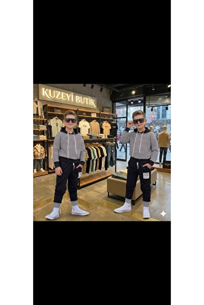 Kuzeyi Butik Dječački dvodijelni set za Eid sa prugastom kapuljačom