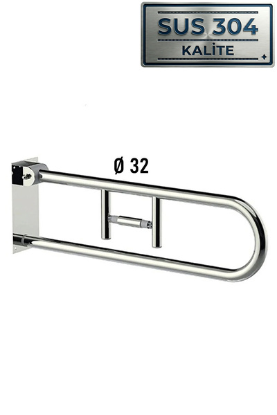 Paslanmaz Çelik Masfallı Wc Kağıtlıklı Engelli Tutamak Tutunma Barı