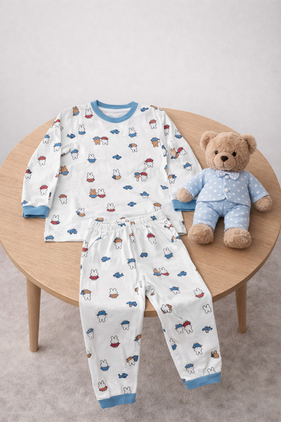 nazarbebe Σετ Πιτζάμες για Αγόρια Mustard Rabbit με τύπωμα Βαμβάκι τεμαχίων, ...