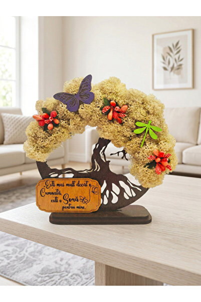 OEM Cadou Copacul Vietii, cu licheni stabilizati, din lemn wenge, „Cumnata”, ...