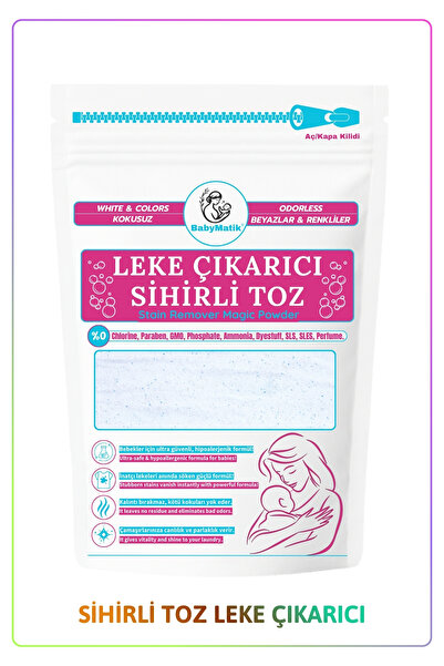 BabyMatik Çamaşır Bebek Leke Çıkarıcı Kokusuz Toz Deterjan, Kalıntı Bırakmaz,...