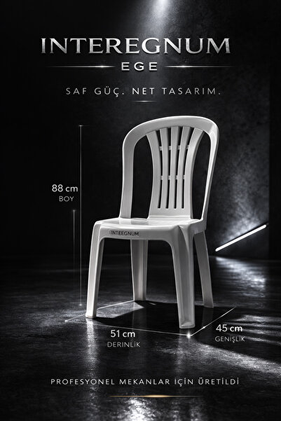 SAZLIK Ege Organizasyon, Bahçe, Teras Kolsuz Orjinal Sandalye (Beyaz)