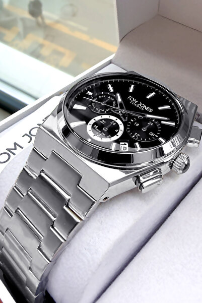 Tom Jones ساعة يد رجالية بسلك فولاذي فضي اللون Elg1013