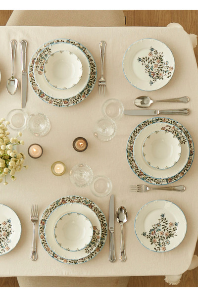 Bella Maison Vintage Porselen 24 Parça 6 Kişilik Yemek Takımı Mavi