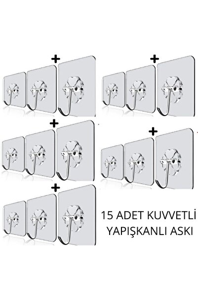 Genel Markalar 10 Adet Kendiliğinden Yapışkanlı,şeffaf, Paslanmaz Metal Kanca...